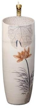 Lavabos de Pedestal Lavabo de cerámica integrado con pedestal y grifo y desagüe. Lavabo