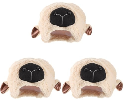 VANZACK 3 Pièces Chapeaux D'Oreille De Mouton En Peluche 10.24X8.66X1.18In Accessoires De Photographie Pour Fête Carnaval Cosplay Couvre-Chef Doux Et Léger