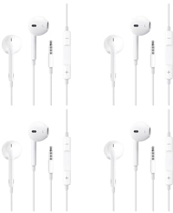 Pevlkawr 4 Pack Auriculares con Cable Auriculares Jack 3.5mm Auriculares con Cable Y Microfono Estereofónico Earphones Control De Volumen Compatibile con Huawei Gaming Samsung