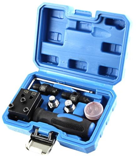 IVhomeshop Brake Pipe Flaring Tool 3/16 SAE and 1/4 SAE, Handheld Double Brake Flaring Tool Kit,45 Degree Flare for Vehicle Brake Lines Repairing (With box)
