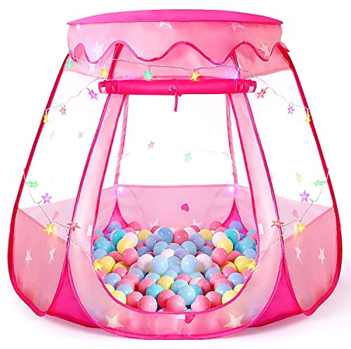 Pop Up Princess Tent for Girls, Toddler Girl Toys Kids Ball Pit, Foldable Kids Play Tent with Carrying Bag, Indoor&Outdoor 3 Year Old Girl Gift (Balls Not Included)