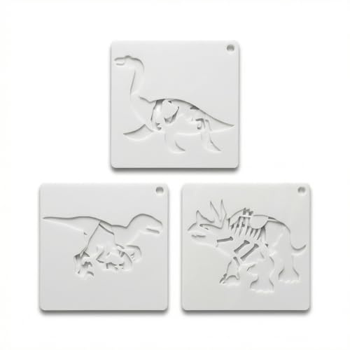 80 Stück Schablonen Set, Wiederverwendbare Malschablonen für Textilgestaltung, DIY Stencils für Holz, Möbel, Wand & Scrapbooking, PET Zeichenschablonen mit Dinosaurier-Mustern
