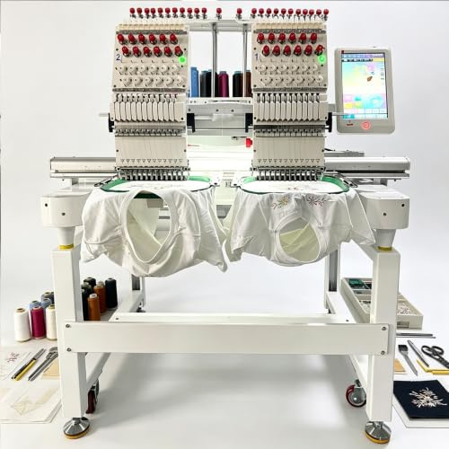 Industrielle Stickmaschine, automatisches Garntrimmen, flache und Kappen-Stickmaschine, 25,4 cm Touchscreen, computergesteuerte Näh- und Stickmaschinen für Hüte, Hemden, Logo-Nähte