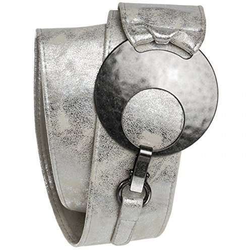 Caspar GU225 Breiter Damen Gürtel mit großer runder Metallschnalle