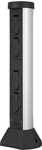 REV Außensteckdose SilverCraft - 4-Fach Garten Steckdosensäule, 57cm Höhe, Outdoor Steckdose IP44 spritzwassergeschützt, schwarz