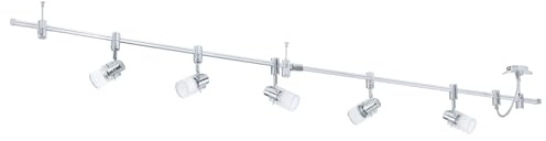 EGLO LED Deckenlampe Vilanova,5 flammige Deckenleuchte | Deckenstrahler aus Aluminium, Metall, Glas, Wohnzimmerlampe in Chrom, Flurlampe, Spots inkl. GU10 Leuchtmittel, warmweiß
