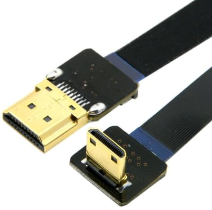 CY - Cavo piatto da Mini HDMI FPV maschio con angolazione a 90 gradi verso il basso a HDMI FPC maschio, da 50 cm, per droni per fotografia aerea
