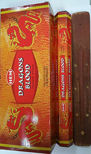 Hem Dragons Blood Bâtonnets d'encens, 6 packs x 20 bâtons = 120 Bâtons d'encens avec support par Sterling Effectz