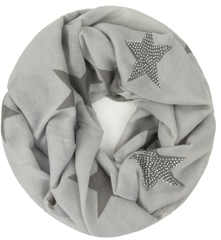 Glamexx24 Loop Schal mit Sternenmuster - Damen Leichter Langschal, Schlauchschal, Loopschal Tuch für Frühling und Herbst in vielen Farben