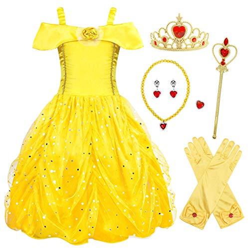 Princess Costumes Dress up for Girls Fancy Dress Dressing up Costume 1-10Y | Kids World Book Day Cosplay Themed Party Halloween Dresses Birthday Gift Clothes