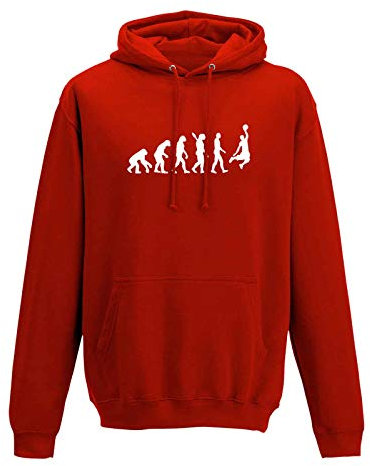 Hoodie Evolution Basketball Dunking Sport Jordan NBA 10 Farben Herren XS - 5XL DBB Alba Brose 46ers Olympia Bulls Celtics Spurs, Größe:3XL, Farbe:rot - Logo Weiss