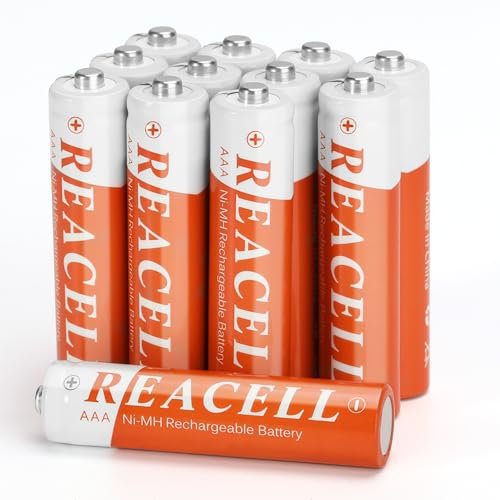 REACELL 12 Counts AAA Rechargeable Batteries for Household Devices, Fits for Cordless Phones, Toys, Remote control, LED etc. 1.2V Ni-MH Tripe A Rechargeable Batteries