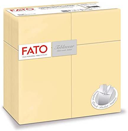 Fato - Trockene Papierservietten, Airlaid, mit Bestecktasche, Textileffekt, Packung mit 50 Servietten, Größe 40x40, Farbe Champagner