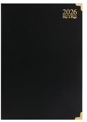 ZYBUX - A4-2026 Diary Day a Page with Half Page Saturday and Sunday (Black)