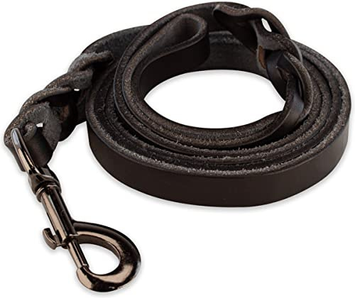 Leder Hundeleine - geflochten - 140cm - Ganz schwarz