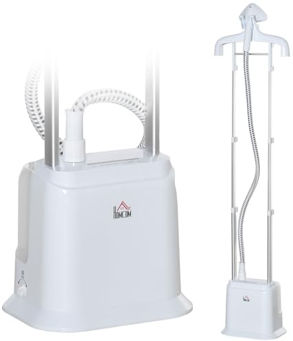 HOMCOM Upright Garment Clothes Steamer with 6 Steam Setting, 45s Fast Heat-up, 1.7L Water Tank and 35g/min steam flow, Wrinkle and Odour Remover Suitable for all Fabrics, 1960W, White