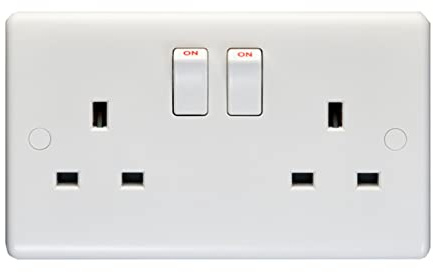 Eurolite Enhance White Plastic 13A 2 Gang Switched Socket Double Pole