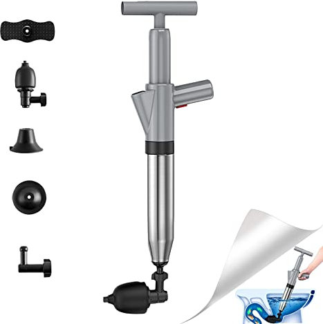 SRHIMEOS Aufblasbarer Toilettenkolben, Hochdruck-Ablasskolben Leistungsstarker Luftablass-Blaster WC Plunger für Dredge Toilette/Waschbecken/Badewanne/Bodena(grau)