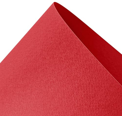 Netuno 10x Künstlerkarton Rubinrot DIN A3 29,7x42 cm einseitig strukturiert | 220g Prisma Rubino · fester Strukturkarton für Karten, Einladungen, Menükarten & Scrapbooking