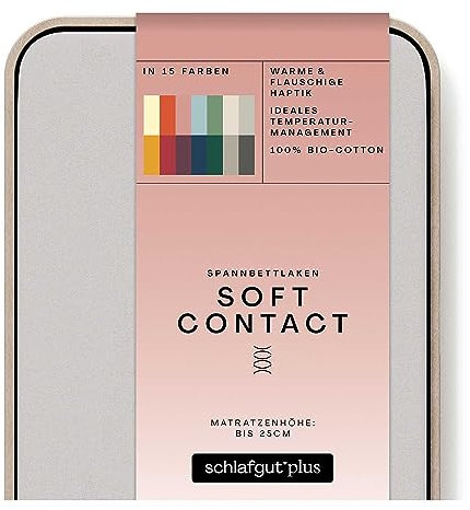 schlafgut Soft Contact Spannbettlaken bis 100x200cm, Grey Light aus 100% Biobaumwolle wärmend