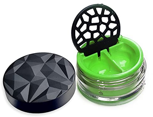 Lensbix Geometrisk kontaktlinsbehållare. Vuxentillbehör med futuristisk 3D-lockdesign. Den eleganta presenten för alla som gillar att bära linser. (No35 grön)