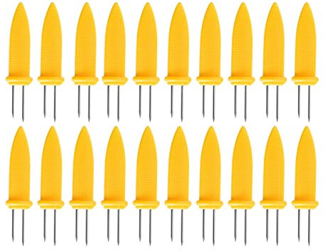 VOANZO 20PCS Corn On The Cob Forks 8.5x1.9cm Sweet Corn Holders Stainless Steel BBQ Fork for BBQ Home Cooking Party Camping