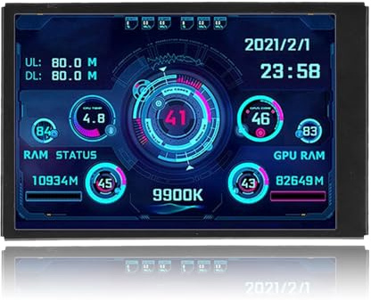Computer Temperaturmonitor, 3,5 Zoll PC Sensorfeldanzeige, PC Sensor Panel Display, PC Temperaturanzeige für CPU RAM Festplattendaten, PC Gehäuse Sekundärbildschirm (Schwarz)