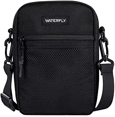 WATERFLY Axelväska axelväska Messenger Bag: Herrväska att hänga liten herr mobiltelefon Sling väska män axel crossbag bröstväska damer crossbody mobilväska, Mode svart, S, Samtida
