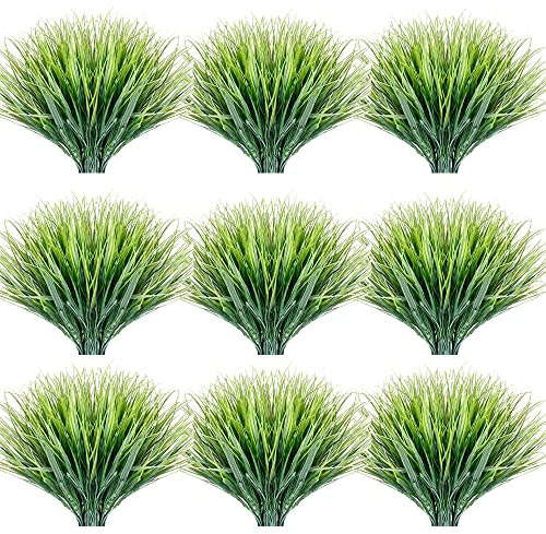 JEMONG 30 Bundles Artificial Grasses Outdoor UV Resistant Fake Grasses No Fade Faux Plastic Plants Garden Porch Window Box Decorating…