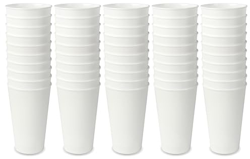 Schramm® Mehrweg Becher ca. 400ml matt weiß wählbar 10, 20, 30 oder 50 Stück Fassungsvermögen wiederverwendbar Kunststoff Mehrwegtrinkbecher, Größe:50 Stück