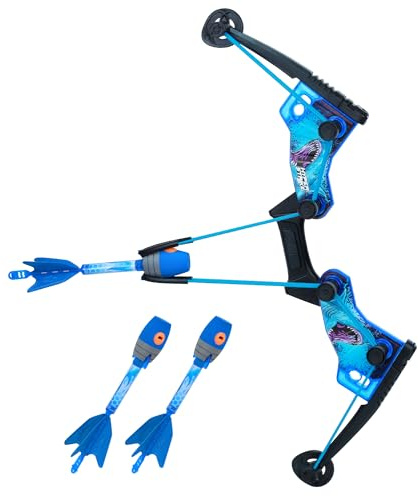 Zing HyperStrike FireTek Bow Archer Pack, Light Up Bow and Light Up Zonic Whistle Arrows, Shoots Arrows Over 200ft, Outdoor Play with Friends and Family, for Ages 14+ (Blue)