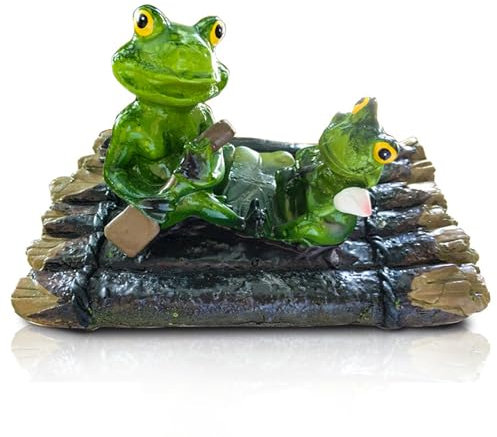 Wedhapy Floating Pond Decor, Resin Frog on Raft, Waterproof Miniature Decorative Statue Ornaments for Yard and Garden Outdoor