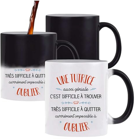 Planetee Tasse Magique Tutrice aussi géniale | Mug qui change couleur avec la chaleur | Idée Cadeau Travail Métier Départ Retraite Collègue Anniversaire Noël