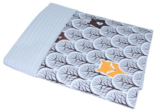 Primawela Babydecke Babydecke Waffelpiqué Baumwolle Kuscheldecke Kinderwagendecke - Fuchs (Fuchs Grau + Grau)