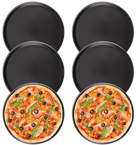 LDXDRU 6er-Pack Pizzablech, 30 cm/12 Zoll Pizzablech Rund, antihaftbeschichtete Pizzapfanne aus Karbonstahl, Pizza-Backbleche Pizzableche für den Ofen, Backform