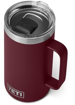 YETI Rambler 24 oz Mug, Vacuum Insulated, Stainless Steel with MagSlider Lid, Wild Vine Red
