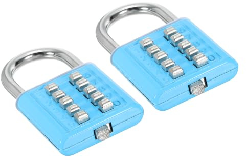 PATIKIL Lucchetto Combinazione Pulsanti 10 Cifre, 2pz Meccanismo Blocco 5 Posizioni Pulsante Sicurezza Blocco Digitale per Palestra Armadietto sportvo Cassetta Attrezzi, Blu