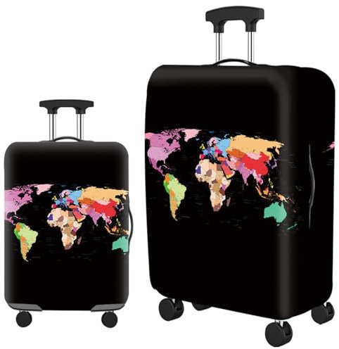Highdi Kofferschutzhülle, Weltreise Elastisch Kofferhülle, Staubdichte Reisekoffer Hülle, Waschbar Koffer Schutzhülle, Kofferhülle mit Reißverschluss (Welt 2,XL (29-32 Zoll))