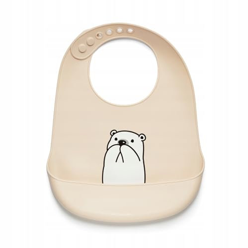 kidnort Verstellbares Silikonlätzchen mit Taschendesign und Bärenaufdruck (Retter Mjölk)