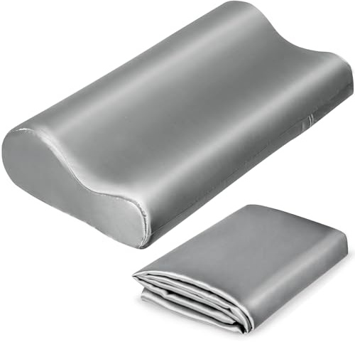 Luxuriöser Satin-Kissenbezug für konturierte Memory-Schaum-Kissen und Halswirbel-Kissen (grau)