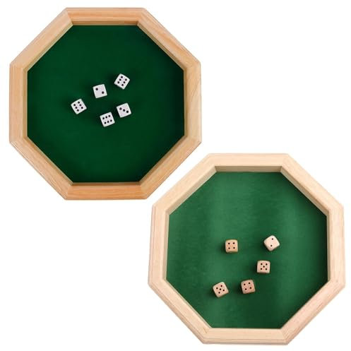 VOCUE Tablett, achteckig, Metall, Rolltablett mit Filz ausgekleideter Aufbewahrungshalter für Tischspiele, Holzkosmetik für C