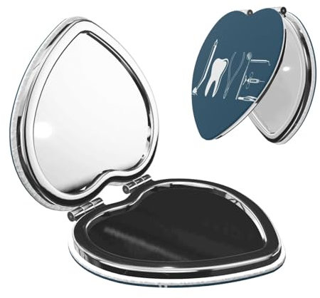 Love by Dental Equipments Zahnarzt-Gesundheitspflege, Make-Up-Spiegel, Kosmetikspiegel Für Die Tasche Oder Geldbörse, Tragbarer Kleiner Handspiegel Mit Vergrößerung,Herz,2,76 x 2,96 Zoll