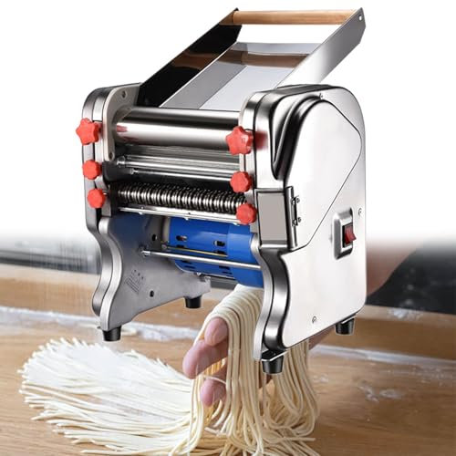 GESAIDES 550W Stainless Steel Commercial Electric Noodle Making Pasta Maker, Dough Roller Noodle Cutting Machine, for Fettuccine Pasta