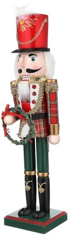 BUGUUYO Statue De Casse-Noisette De Noël Festive Soldat en Bois Décoration De Maison De Rouge Et Verte