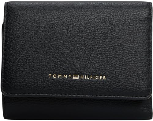 Tommy Hilfiger TH Flag AW0AW17740 Portefeuille à Trois Volets pour Femme Noir Taille Unique, Noir (Noir), One Size