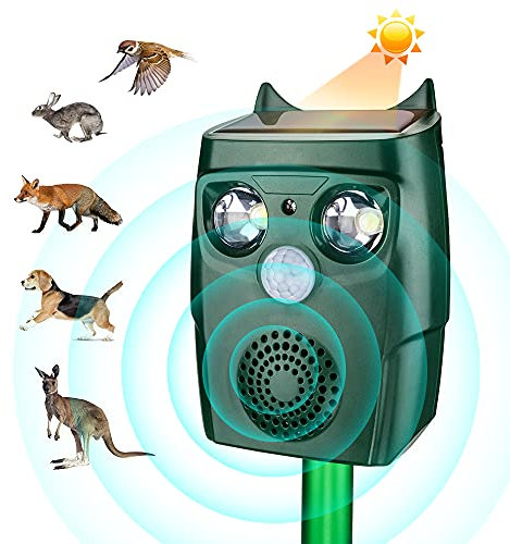 Katzenvertreiber Ultraschall, Katzenschreck für Garten mit Sensor, Solar Katzenabwehr für den Außenbereich mit Flash Light, Ultraschall Abwehrmittel vertreibt zur Vertreibung von Katzen（Green）