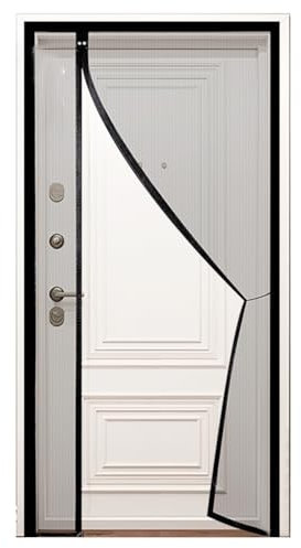 Schwarz Fliegengitter Tür, 140x220cm Seitliche Öffnung Insektenschutz Balkontür, Ohne Bohren, Verstärkt Magnete Fliegengitter Balkontür für Schiebetür, Terrassentür, Plissee Tür, Nebeneingangstür