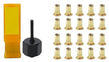 1Ste Hand Rivet Nut Gun Head Nuts Riveter Tool M3 M4 M5 M6 M8 M10 for Rivet Nut Gun Riveting Riveter Tool with 20 Pcs Steel Nuts(M3)