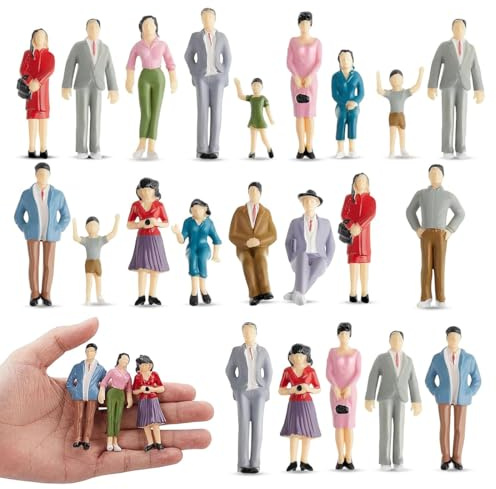 XURJUMI 20 Stück Kleine Figuren Menschen Set, 1:50 Miniaturfiguren Menschen Farbe Modelleisenbahn Figuren Miniatur Figuren für Modelleisenbahnen Spielfiguren Menschen im Maßstab