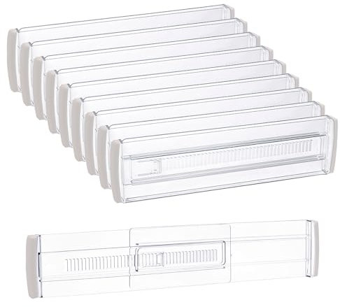 ZYNERY 10 Stück Transparente Schubladentrenner Verstellbar Kunststoff Schubladenteiler Durchsichtig Adjustable Drawer Dividers Schubladeneinsätze Flexible Trenner für Schubladen Kommode Kleiderschrank